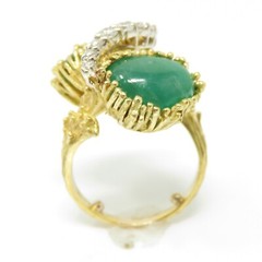NYJEWEL 18k Yellow Gold 14.5ctw Natural Jade & Diamond Ring