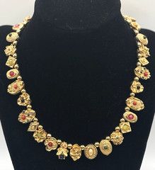 RARE Vintage Unsigned Goldette Victorian Revival Sliding Charm Necklace 16″