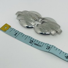 Mid Century Modern Vintage Silver Bar Brooch Abstract Design Pin Texture Silver