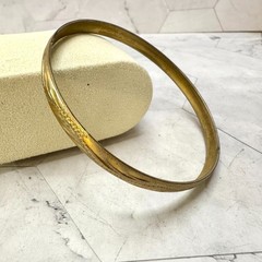 Vintage Bangle 14K CH Mexico Gold Etched Bracelet Floral Engraved 8″ Y2K Retro