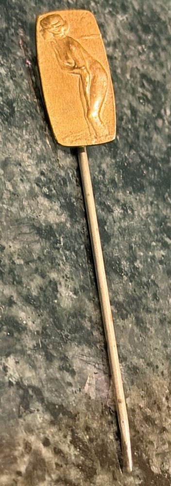 Vintage Art Nouveau Bathing Beauty Nude Brooch Stick Pin