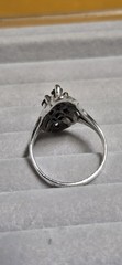 Vintage Art Deco Sterling Silver Marcasite And Garnet Marquise Shape Ring Sz 7