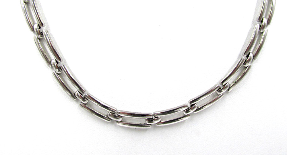 Classic Paperclip Chain Link 18″ Necklace Polished Silver Tone Vintage