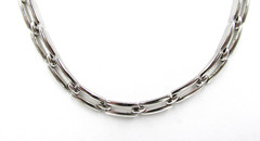Classic Paperclip Chain Link 18″ Necklace Polished Silver Tone Vintage