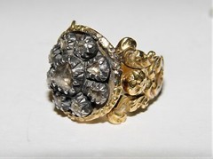 Antique Georgian 1.20CT (Est.) Rose Cut Diamond Filigree Ring 19K Gold S-5.5