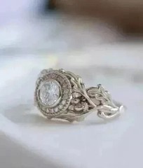 Vintage Art Deco 2 Ct Lab Created Diamonds Pave Set Engagement 14K Gold FN Rings
