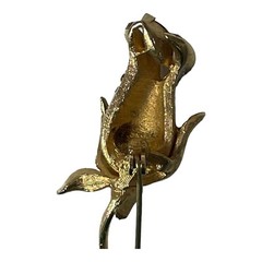 Vintage Signed FRANCOIS Long stem Rhinestone Flower Brooch Pink Gold-tone READ