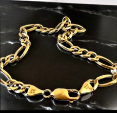 OTC Vintage Italy 14K Gold Figaro Link Chain 9″ Bracelet 9.6 grams Signed