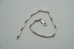 Vintage Sterling Silver Bead Bracelet 7.25″ x 2mm JB48