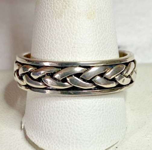 Vintage Sterling Silver Spinner Ring Wedding Band Size 11 NOS 7g