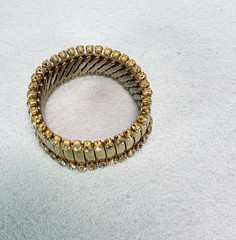 Vintage Trinidad Gold-Tone & Rhinestone Bracelet Expandable