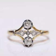 Art Deco Round Cut Lab Created Engagement 14K Yellow Gold Filled Ring