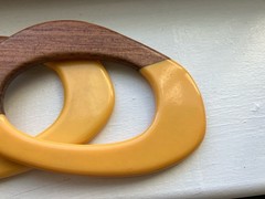 Set Of 2 Rare Vintage Irregular Shape Carved Laminated Bakelite Bangle Bracelets