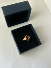 Vintage Red Cubic Zirconia Ring Gold Plated Womens Size 8.5