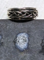 Vtg 925 Sterling Silver Braided Spinner Ring Size 8.75 Unisex Fidget Worry Band