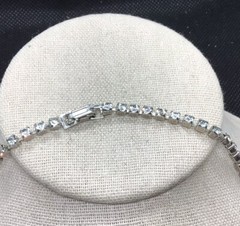 Vintage Silver Tone Costume Clear Rhinestone Necklace 14.5″ C194