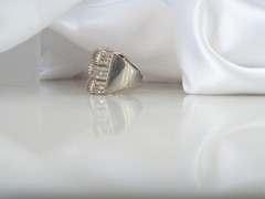 Sterling Silver 925 Large Baguette Gemstone Chunky Statement Band Ring Size 6