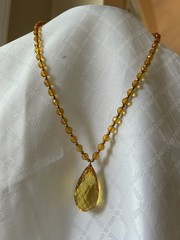 FACETED MIX COLOR BALTIC AMBR 925 STERLING GOLD PLATED NECKLACE LEMON DROP