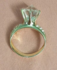 Vintage AJC Big Faux Diamond Ring Brooch Lapel Pin Bridal Engagement Party Gift