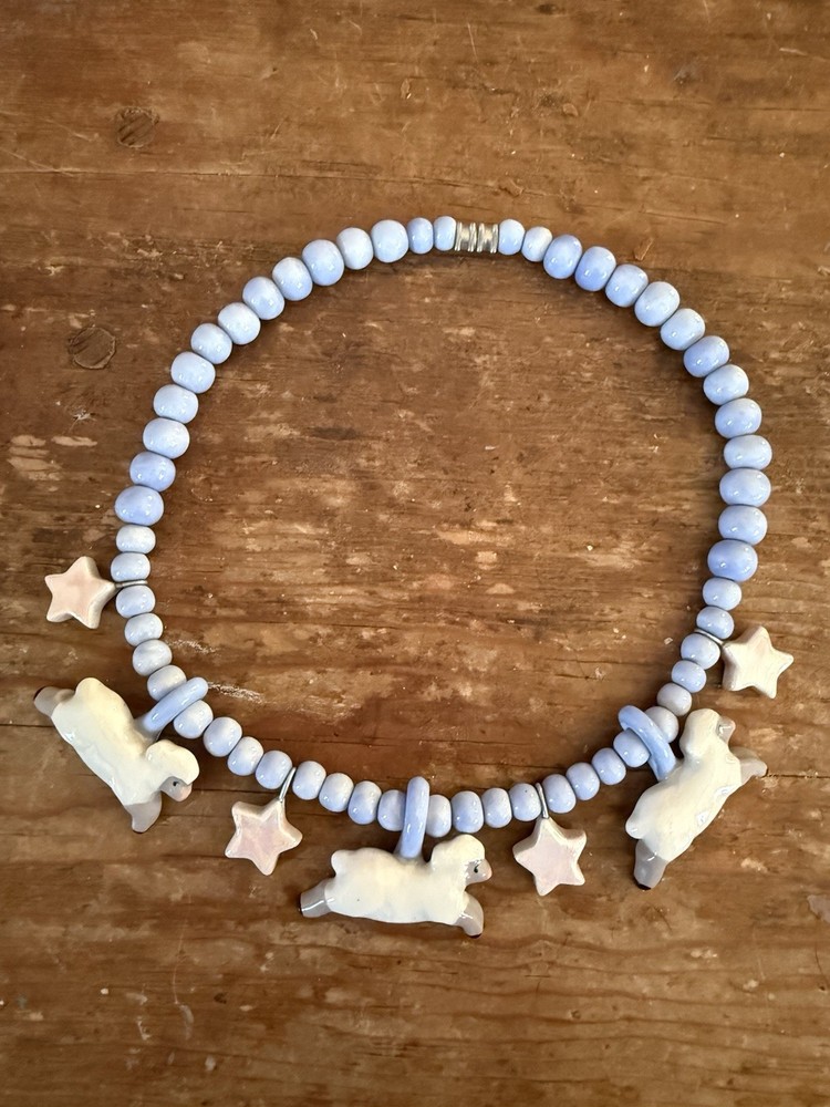 Flying Colors – Necklace – Rare – Ceramic White Sheep With Option For Sheep Pin