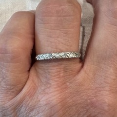 Antique Art Deco 14K White Gold Single Cut Diamond Wedding Band