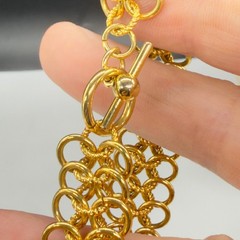 Vintage Bracelet Double Round Link Gold Tone Size 7.25