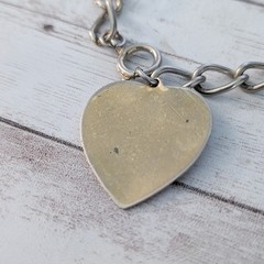 Vintage Bracelet with Heart Charm – Heavy Discoloration and Multiple Marks