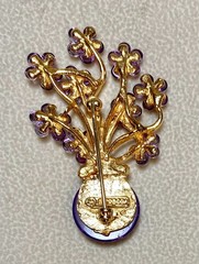 AUTHENTIC SWOBODA FLOWER VASE BROOCH ~ AMETHYST, PEARL !
