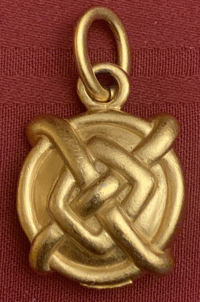 Vintage Estate Goldtone Art Deco Large slider Pendant Signed CAROL LEE