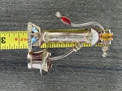 Anthony Aquilino Sterling Rhinestone Water Pump with Bucket 1947 Pin Brooch RARE