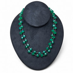 Vintage Green Onyx Necklace Handmade Wire-Wrapped 34-Inch