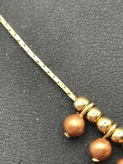 Medici Faux Pearl Autum Bead Gold Tone Chain Necklace 17″