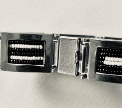 Sterling Silver Link Bracelet with Black and White Beads 7.5 ” 41.6 grams VTG