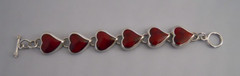 Vintage ATI 925 Red Jasper Heart Bracelet Sterling Silver Bracelet 36.2 grams
