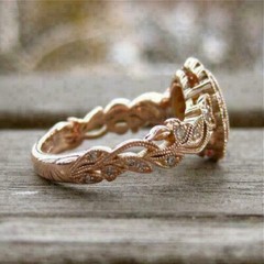 3.5Ct Art Deco Style Lab Created Diamond & Ruby Engagement 14K Rose Gold FN Ring