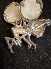 Vintage Set of 2 Fairy Elf Pixie Imp Sterling Brooch Pin Abalone Wings