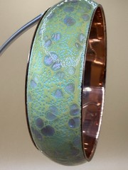 Matisse Renoir Copper Enamel Bangle Bracelet Green / Aqua Mid-Century Modern