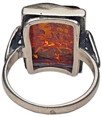 ESTATE VINTAGE STERLING SILVER BALTIC AMBER RING SIZE 7-FREE USA SHIPPING