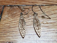 VINTAGE * STERLING SILVER (925) * EARRINGS 1.5″- GOLD PLATE on SILVER