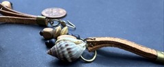 Vintage Brown Boho 3” Earrings Shell Wood Leather Earrings