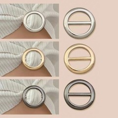 3Pcs Metal Scarf Ring Clips Multi-use Round T-Shirt Tie Buckle Clothing Holder