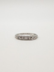 Vintage 1957 4 VS G Diamond Platinum Wedding Band Ring