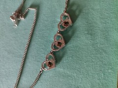 Two Tone Gold Silver Plate Heart Necklace 16″