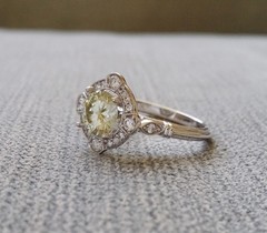 1.35 CT White Round Cut Simulated Diamond Art Deco Antique Style 925 Silver Ring