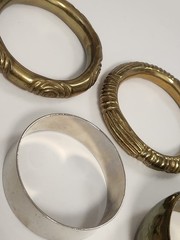 Metal Cuff Bracelets Lot Of 4 Vintage Mixed Materials