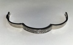 Vintage Silver Tone Hinged Bangle Embellished with Pavé Crystals 62 mm