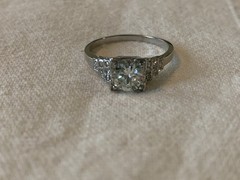 Vintage Estate Platinum Diamond Ring Size 7.5