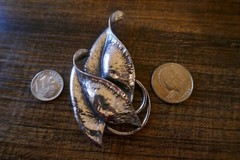 Vintage Deco Designer Sterling Double Leaf Designed Pin / Brooch – 22.8 Grams