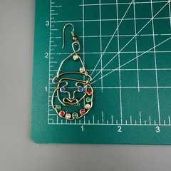 Vintage Clown Earrings Gold Tone Multicolor Rhinestone Artisan Open Wire Work
