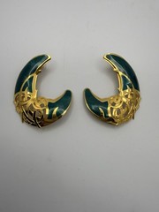 Vintage Edgar Berebi Green Enamel Gold Tone Post Earrings